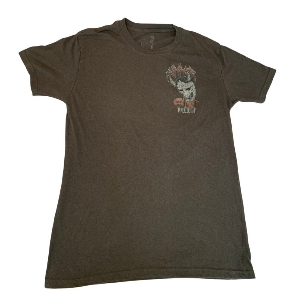 Sinners & Saints T-Shirt – Men’s Large – Brown – Logo Front & Back